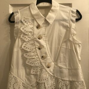 Self Portrait Lace Peplum Button Up